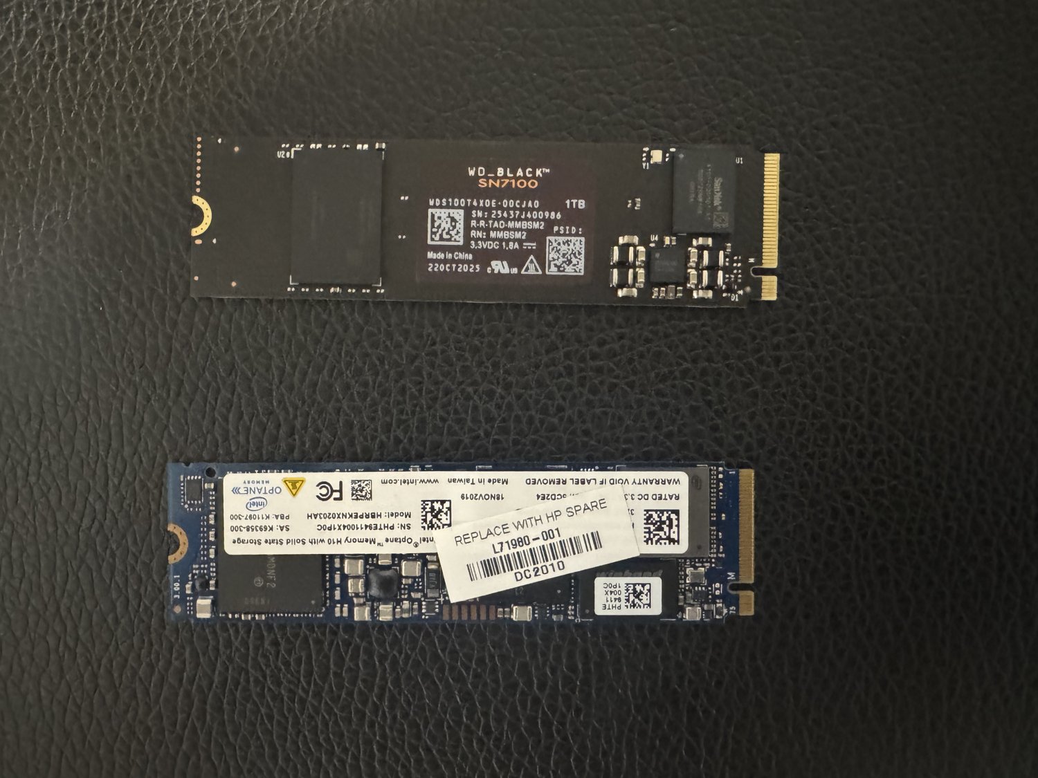 死んだOptane Memory H10と換装したWD_BLACK SN7100の比較
